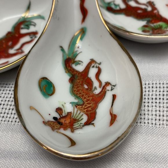 Set of 6 vintage Dragon and Pearl soup spoons - Picture 11 of 16